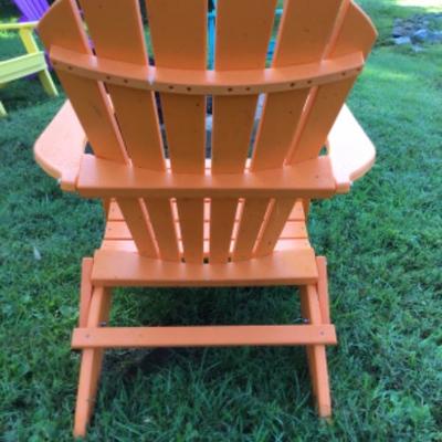 232: Orange Poly Resin Folding Adirondack Chair 