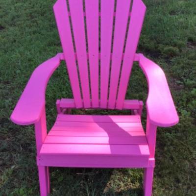 233: Pink Poly Resin Folding Adirondack Chair