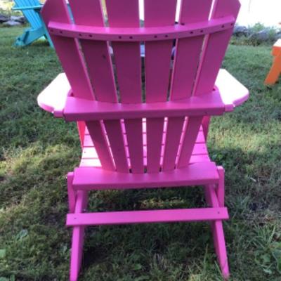 233: Pink Poly Resin Folding Adirondack Chair