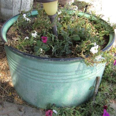 Y-32  LARGE ENAMELED POT & CLAY JUG