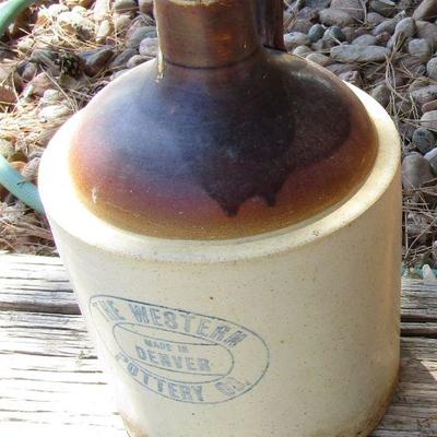 Y-32  LARGE ENAMELED POT & CLAY JUG