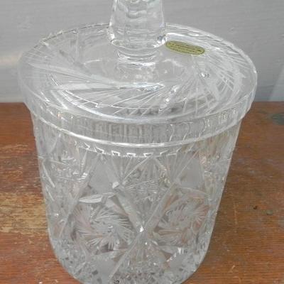 LOT 235   HAND CUT, LEAD CRYSTAL CANISTER