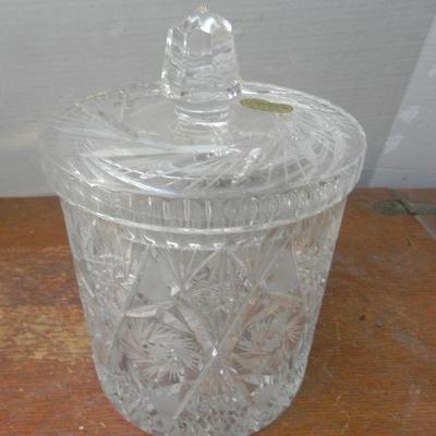 LOT 235   HAND CUT, LEAD CRYSTAL CANISTER