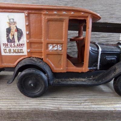 LOT 301  CAST IRON DOUBLE DECKER & UNCLE SAM VAN
