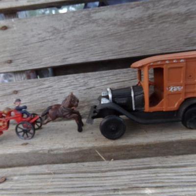 LOT 304  CAST US MAIL WAGON & FIRE TRUCK/WAGON