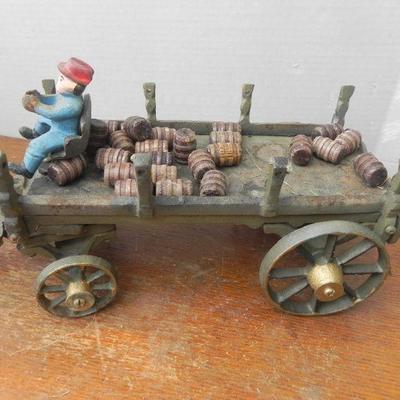 LOT 306  CAST IRON HORSE DRAWN WAGON