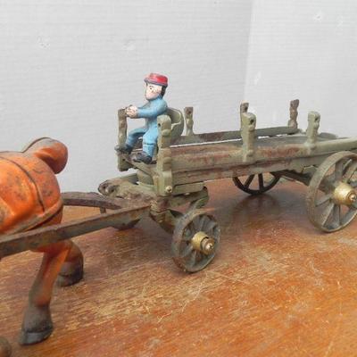 LOT 308  CAST HORSE DRAWN WAGON