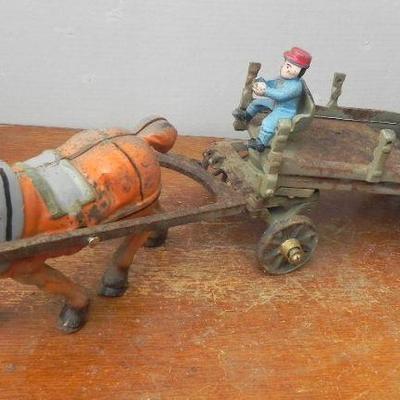 LOT 308  CAST HORSE DRAWN WAGON