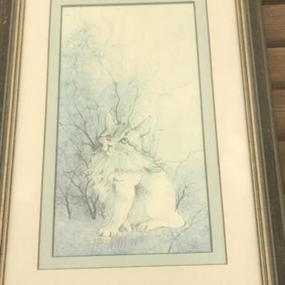 1978 Artwork #976/1000 Limited Edition P Buckley Moss print, framed, cat in garden 8