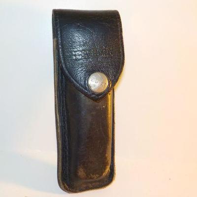 " Vintage  Buck folding knife with a buck leather belt carry case".
