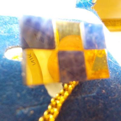 " Dante Genuine Sodalite Cuff Links and Tie clasp."