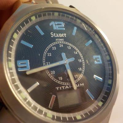 " Stauer Titanium Merkur-WWVB movt. Mens wrist watch".