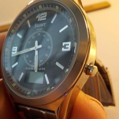" Stauer Titanium Merkur-WWVB movt. Mens wrist watch".