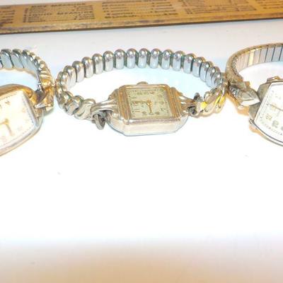 " 3 Vintage Ladies Gold repairable wrist watches".