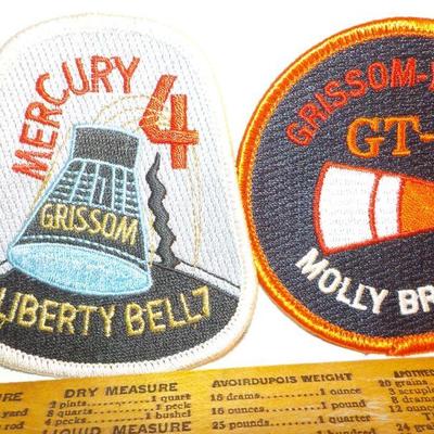 " Real Patches  Fenway 75th, Mercury 4, Molly Brown, Apollo 17, USPS.