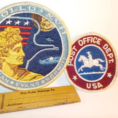 " Real Patches  Fenway 75th, Mercury 4, Molly Brown, Apollo 17, USPS.