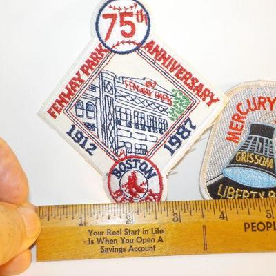 " Real Patches  Fenway 75th, Mercury 4, Molly Brown, Apollo 17, USPS.