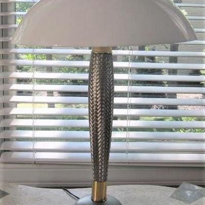 Silver, braided table lamp