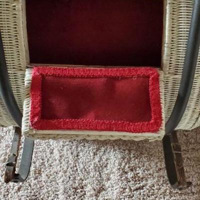 Vintage Wicker Baby Buggy Carriage Pram