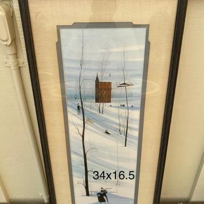 1982, Limited Edition #877/1000 P Buckley Moss print, framed, people playing in snow 34