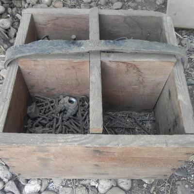 LOT 324  OLD HAND TOOLS & BOX OF HARDWARE