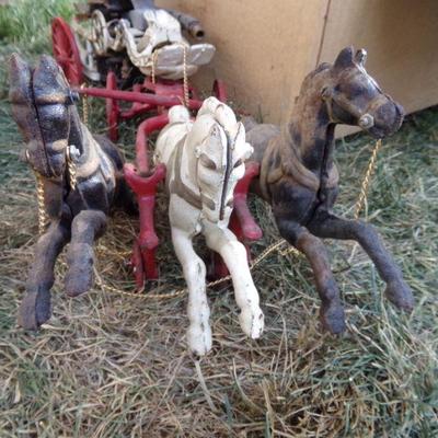 LOT 331  CAST TOY HORSE DRAWN FIRE TRUCK/WAGON 