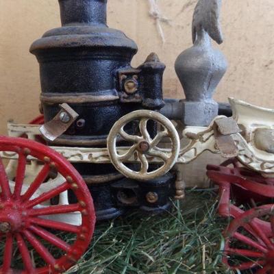 LOT 331  CAST TOY HORSE DRAWN FIRE TRUCK/WAGON 