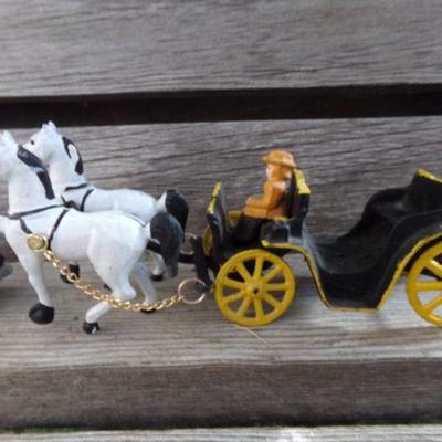 LOT 332  CAST IRON HORSE DRAWN BUGGY AND COKE TRUCK