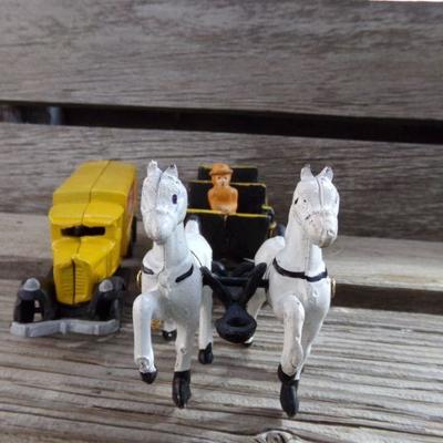 LOT 332  CAST IRON HORSE DRAWN BUGGY AND COKE TRUCK