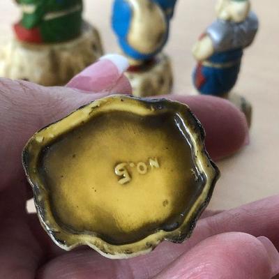 D5: Vintage Numbered Oriental Chinese Plastic Figurines Statues Set of 7