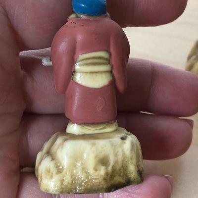 D5: Vintage Numbered Oriental Chinese Plastic Figurines Statues Set of 7