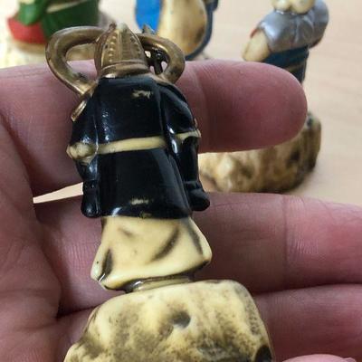 D5: Vintage Numbered Oriental Chinese Plastic Figurines Statues Set of 7