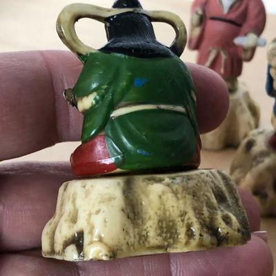 D5: Vintage Numbered Oriental Chinese Plastic Figurines Statues Set of 7