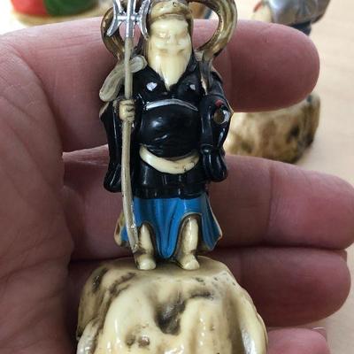 D5: Vintage Numbered Oriental Chinese Plastic Figurines Statues Set of 7