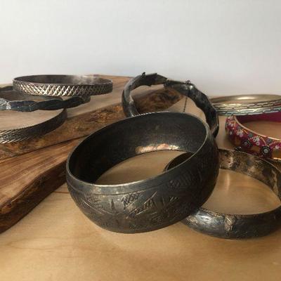 D9: Collection of Bracelets-Sterling and Bangle
