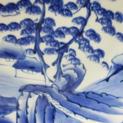 Lot 4 - Vintage Blue & White Chinoiserie Porcelain Plate Forest and Mountain Scape 12