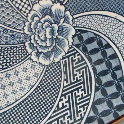 Lot 10 - Vintage Blue & White Porcelain Asian Plate Blossom with Spiral Design 15