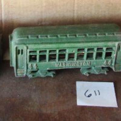 G-14  THREE CAST IRON TROLLEY CARS
