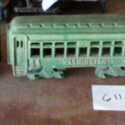 G-14  THREE CAST IRON TROLLEY CARS