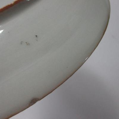 Lot 13 - Vintage Blue and White Porcelain Plate Framed Scalloped Edge 10