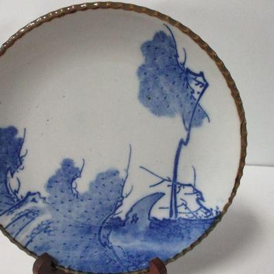 Lot 16 - Vintage Blue and White Porcelain Plate Blossom Cluster Scalloped Edge 9