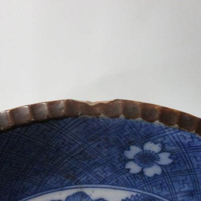 Lot 20 - Vintage Blue and White Porcelain Plate Love Birds Scalloped Edge 10" 