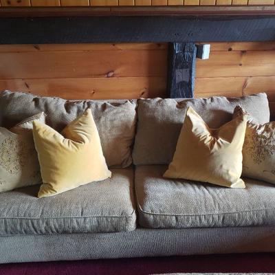 Tan velour Queen Sleeper Sofa 