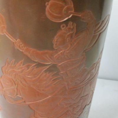 Lot 39 - Artisan Etched Asian Clay Vase 18