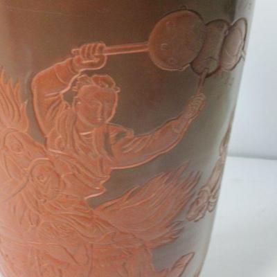 Lot 39 - Artisan Etched Asian Clay Vase 18
