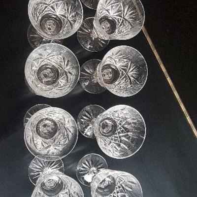 Set of 10 Lismore Waterford Crystal Wine Glasses - matching set all excellent condition