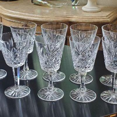 Set of 10 Lismore Waterford Crystal Wine Glasses - matching set all excellent condition