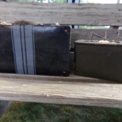 LOT 265  METAL VINTAGE SUITCASE & AMMO BOX