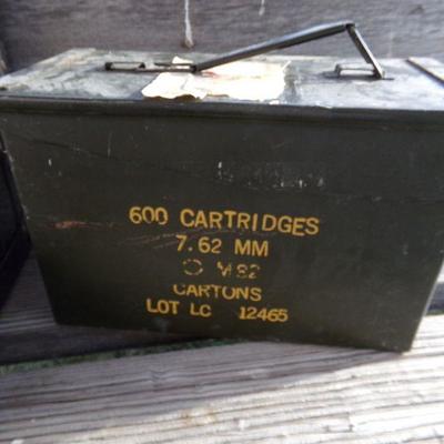 LOT 265  METAL VINTAGE SUITCASE & AMMO BOX