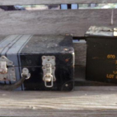 LOT 265  METAL VINTAGE SUITCASE & AMMO BOX